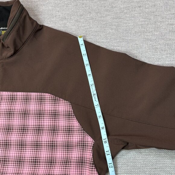 Dickies Full Zip Jacket Womens Size L Brown Pink Plaid Lined Long Sleeve Pockets - Picture 14 of 16